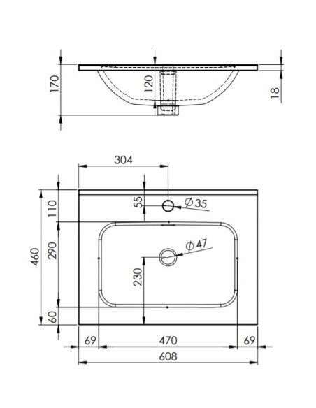 Umywalka Meblowa Elita Skappa RE040603068060