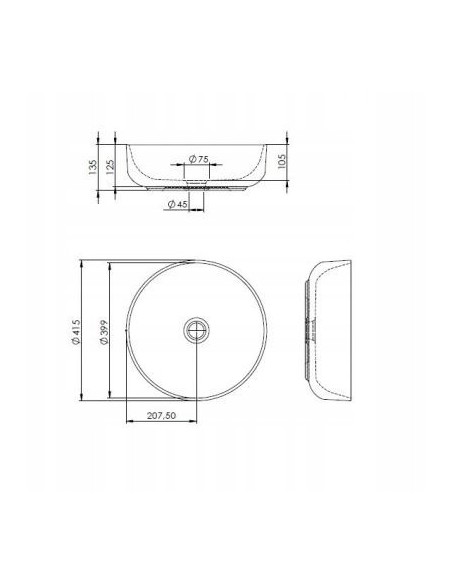 Umywalka Nablatowa Elita Lorca biała RE040420048060