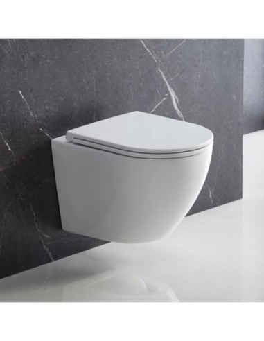 Miska WC podwieszana Omnires bezkołnierzowa z deską SILENT OTTAWASPMWBP