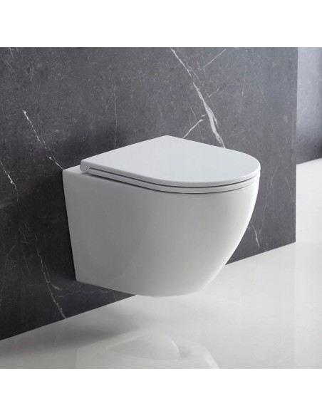 Miska WC podwieszana Omnires bezkołnierzowa z deską SILENT OTTAWASPMWBP