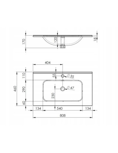 Umywalka Meblowa prostokątna Elita Skappa RE040803068060