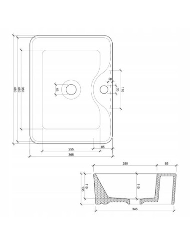 Umywalka Nablatowa Elita Fiona RE040480158060