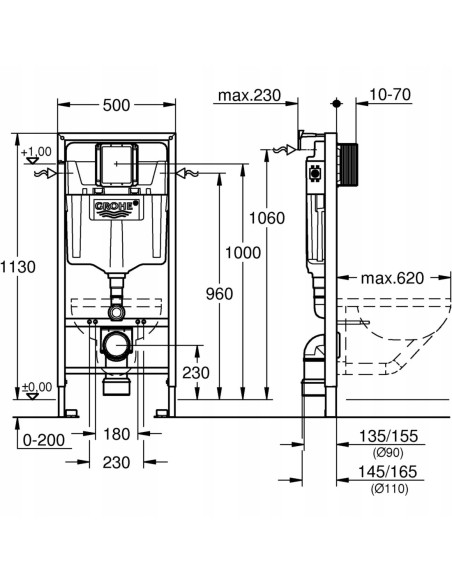 Grohe Rapid SL stelaż do WC 5w1 38827000