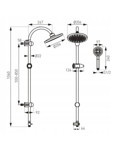 Zestaw prysznicowy natynkowy Ferro NP21