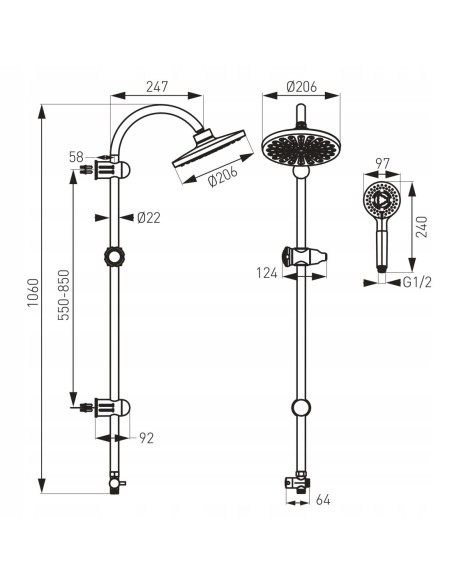 Zestaw prysznicowy natynkowy Ferro NP21