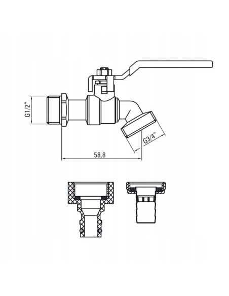 Deante Zawór kulowy czerpalny ogrodowy z adapterami-1/2" VFA_152L