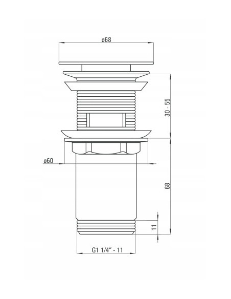 Korek z przelewem klik-klak okrągły Deante srebrny NHC_010U