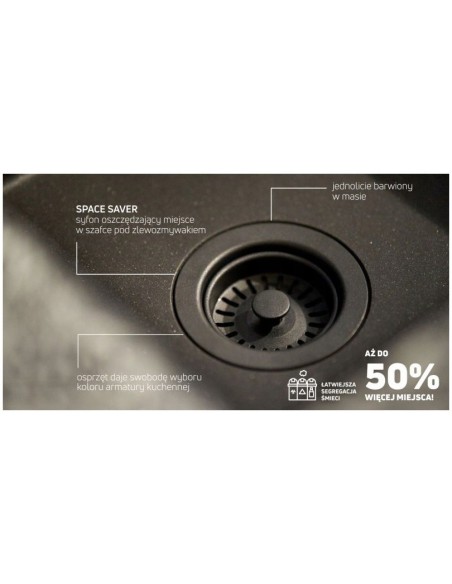 Deante Syfon do zlewozmywaka granitowego 1-k - Space-Saver ZXY_N972