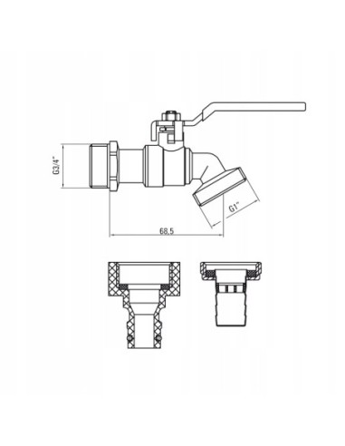 Zawór kulowy czerpalny ogrodowy Deante z adapterami - 3/4" VFA_252L
