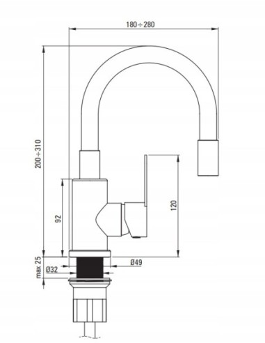 Bateria umywalkowa stojąca z giętą wylewką Deante Neo biała BLU_W240