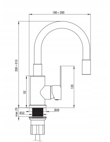 Bateria umywalkowa stojąca z giętą wylewką Deante Neo BLU_B240