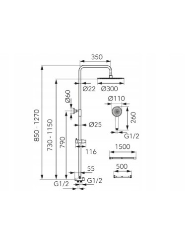 Zestaw prysznicowy natynkowy Ferro Cava Pro NP57-BL