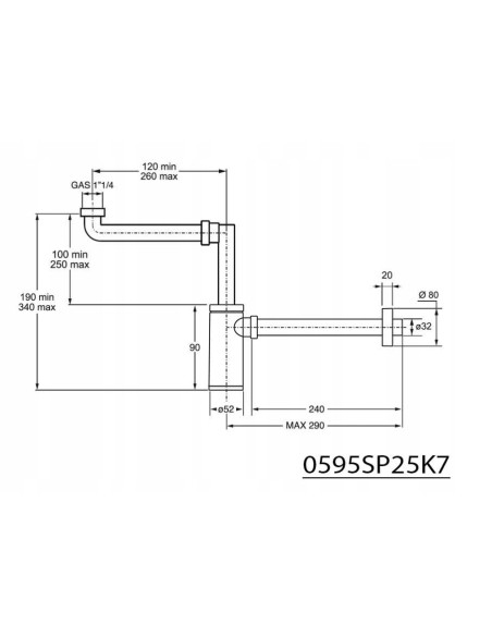 BONOMINI Syfon umywalkowy 32 mm 0595SP25K7