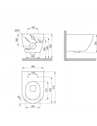 Miska podwieszana WC Deante Peonia z deską CDED6ZPW