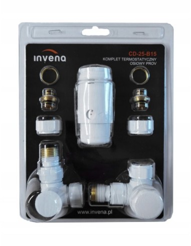 Zestaw termostatyczny osiowy Invena biały z przyłączami 1/2 CD-25-B15-S