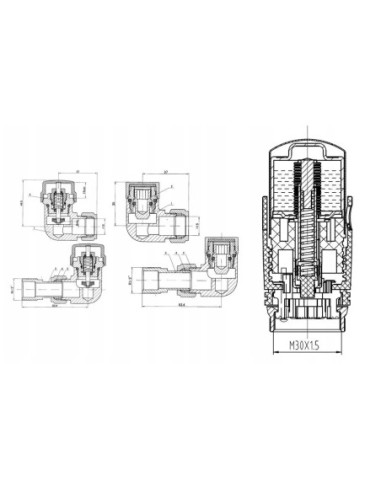 Zestaw termostatyczny osiowy Invena biały z przyłączami 1/2 CD-25-B15-S
