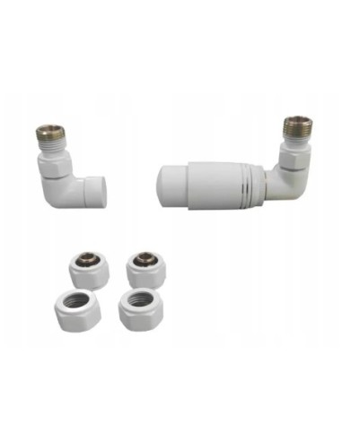 Zestaw termostatyczny osiowy Invena biały z przyłączami 1/2 CD-25-B15-S