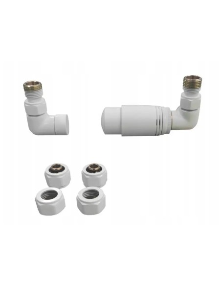 Zestaw termostatyczny osiowy Invena biały z przyłączami 1/2 CD-25-B15-S