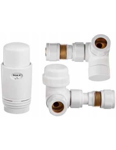 Zestaw termostatyczny osiowy Invena biały z przyłączami 1/2 CD-25-B15-S