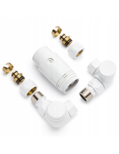 Zestaw termostatyczny osiowy Invena biały z przyłączami 1/2 CD-25-B15-S