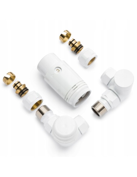 Zestaw termostatyczny osiowy Invena biały z przyłączami 1/2 CD-25-B15-S