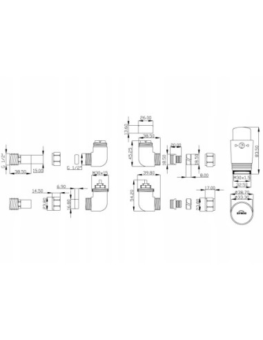 Zestaw termostatyczny osiowy Invena biały z przyłączami 1/2 CD-25-B15-S
