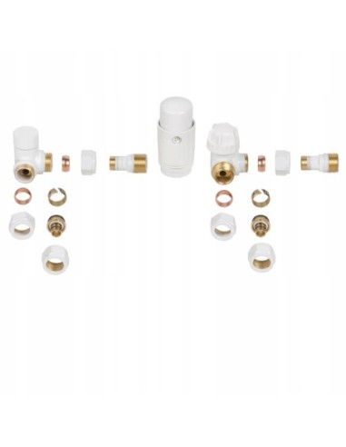 Zestaw termostatyczny osiowy Invena biały z przyłączami 1/2 CD-25-B15-S