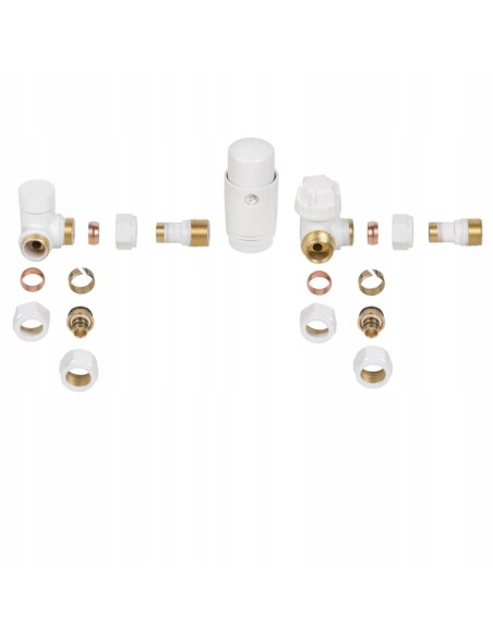 Zestaw termostatyczny osiowy Invena biały z przyłączami 1/2 CD-25-B15-S