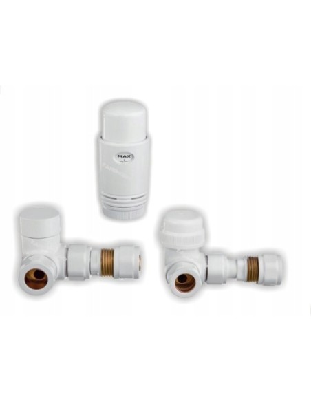 Zestaw termostatyczny osiowy Invena biały z przyłączami 1/2 CD-25-B15-S