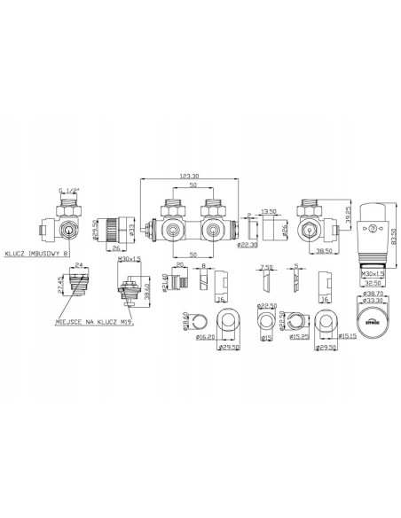 Zestaw do przełożenia zaworu grzejnikowego Invena chrom CZ-88-015-S