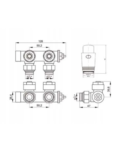 Zawór zespolony INVENA Z GŁOWICĄ DUOPLEX grafit CZ-90-015-S