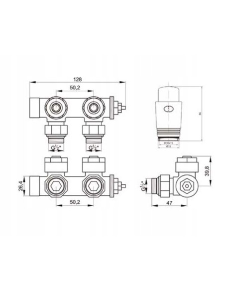 Zawór zespolony INVENA Z GŁOWICĄ DUOPLEX grafit CZ-90-015-S