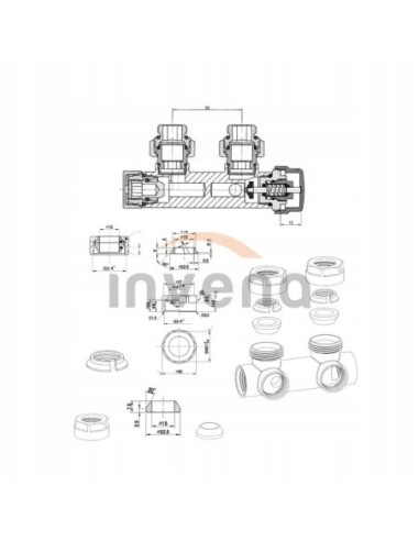 Zawór zespolony INVENA Z GŁOWICĄ DUOPLEX grafit CZ-90-015-S