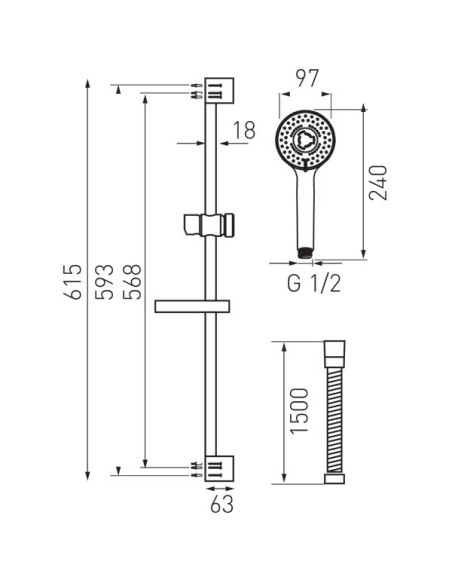 Zestaw prysznicowy natynkowy Ferro Terni N340