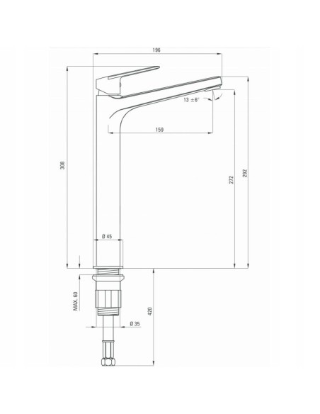 Bateria umywalkowa stojąca Deante Jasmin srebrny BGJ_021K