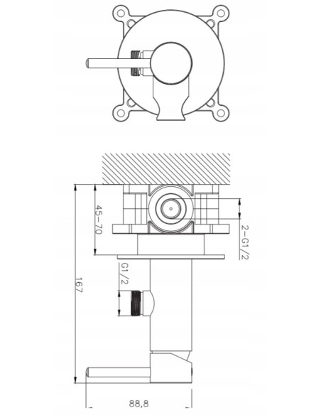 Bateria bidetowa podtynkowa Omnires chrom SYSYBI2CR
