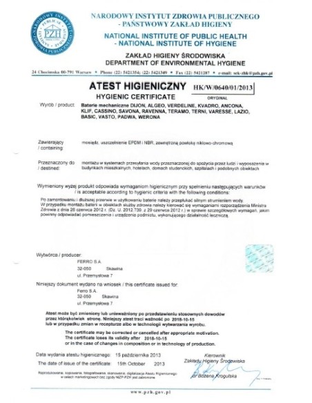 Bateria kuchenna stojąca Ferro Algeo srebrny BAG4A