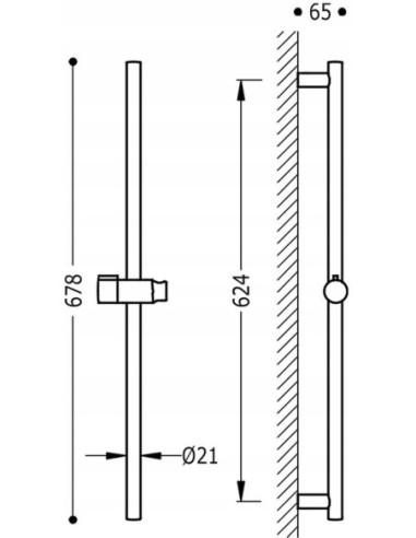 Drążek prysznicowy Tres 62 cm chrom