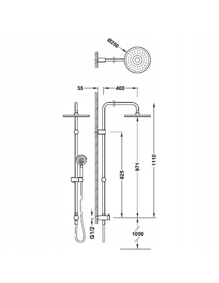 Zestaw prysznicowy natynkowy Tres Eco