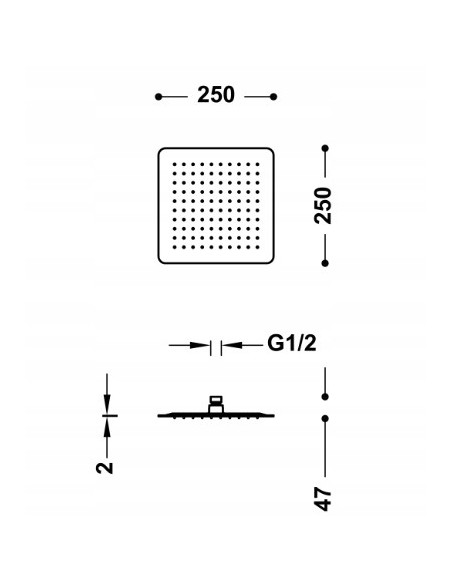 Deszczownica sufitowa 25x25 cm Tres chrom stal nierdzewna 134315004