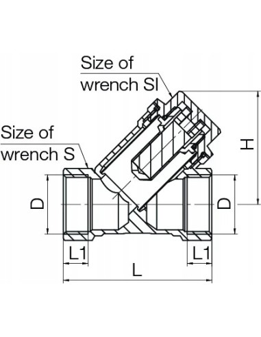 Filtr skośny do wody z wkładem magnetycznym DN25 - 1 CAL FMW25V