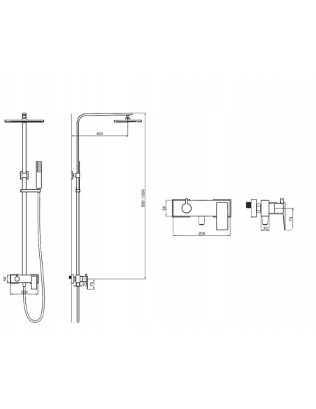 OMNIRES zestaw natryskowy natynkowy Parma chrom PM7444CR