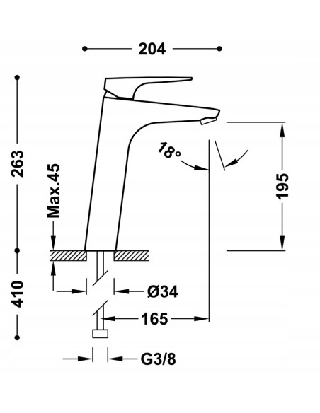 Bateria umywalkowa stojąca Tres Canigo Plus chrom 21820303