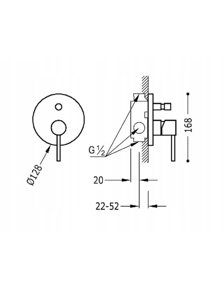 Bateria wannowo-prysznicowa podtynk. Tres STUDY chrom 26218090