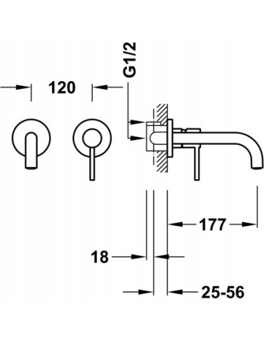 Bateria umywalkowa podtynkowa Tres Study Exclusive czarny mat 26230001NM