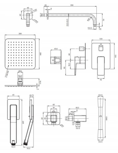 OMNIRES zestaw prysznicowy podtynkowy czarny SYSPM10BL
