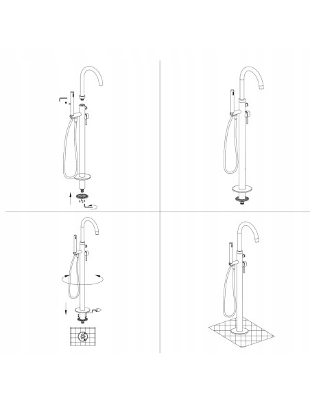 Bateria wannowa wolnostojąca Omnires nikiel szczotkowany Y1233NI