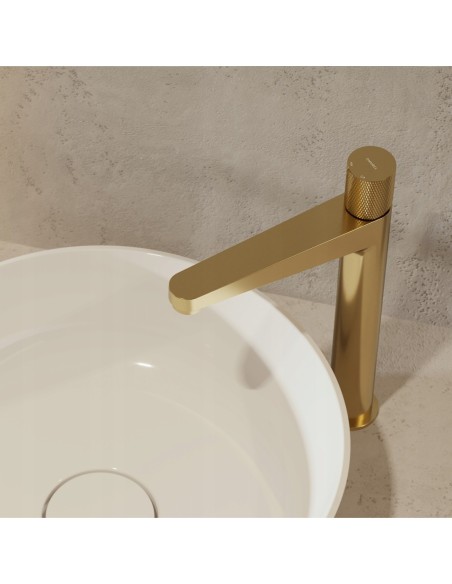 Bateria umywalkowa stojąca Omnires Contour złoty szczotkowany CT8012GLB