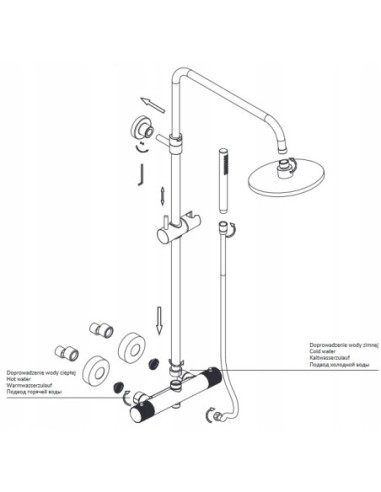 Zestaw prysznicowy termostatyczny Omnires złoty szczotkowany CT8044GLB