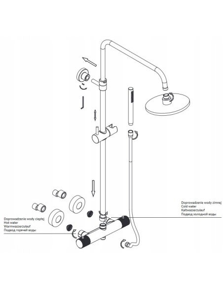 Zestaw prysznicowy termostatyczny Omnires złoty szczotkowany CT8044GLB